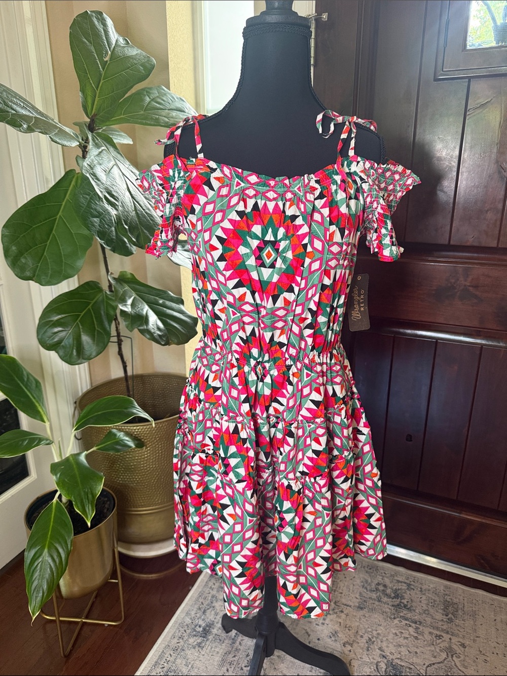 Wrangler Retro New Kaleidoscope Sold Shoulder Dress Size M NWT